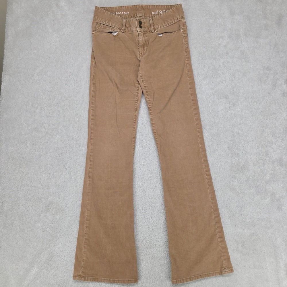 Gap Pants Womens 26 Perfect Boot Brown Corduroy Bootcut‎ Stretch Casual Khakis